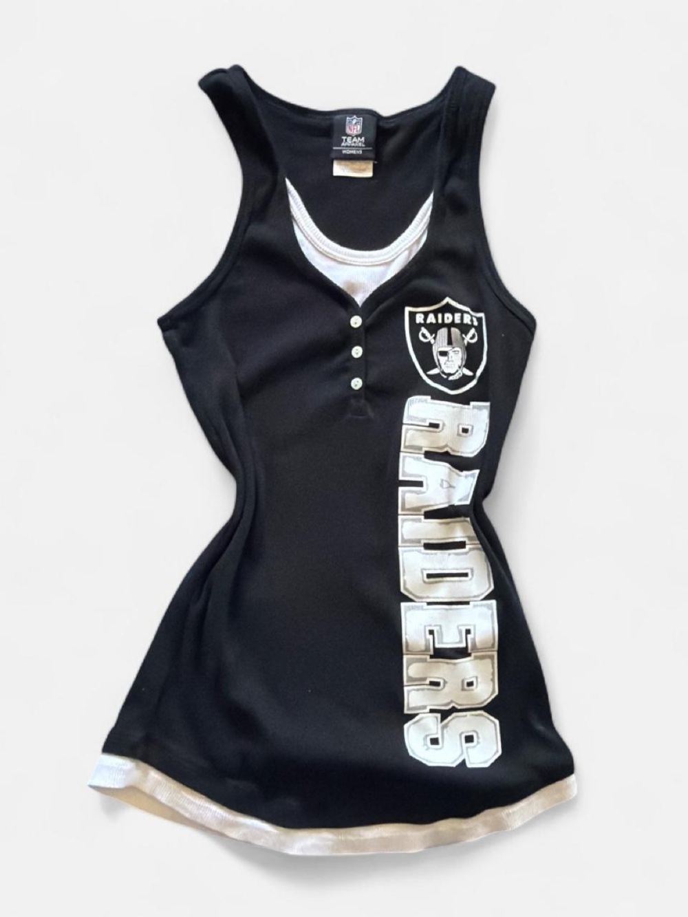 Rare Y2K NFL Raiders Black and White Faux Layer Graphic Tank Top
